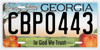 GA license plate CBP0443