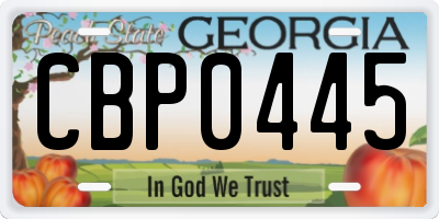 GA license plate CBP0445
