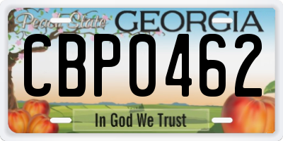 GA license plate CBP0462