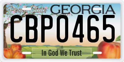 GA license plate CBP0465