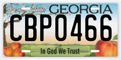 GA license plate CBP0466