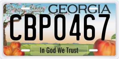 GA license plate CBP0467