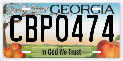 GA license plate CBP0474