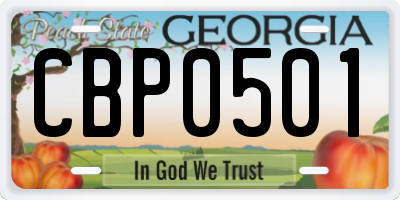 GA license plate CBP0501