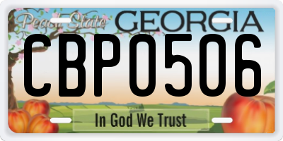 GA license plate CBP0506