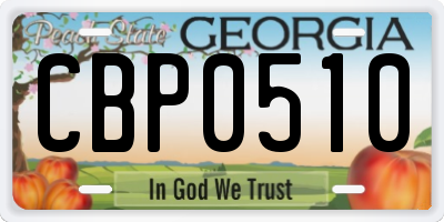GA license plate CBP0510