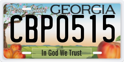 GA license plate CBP0515