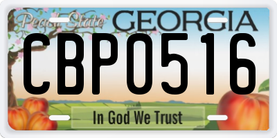 GA license plate CBP0516