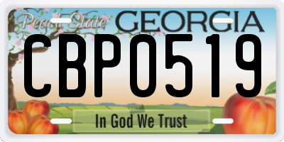 GA license plate CBP0519