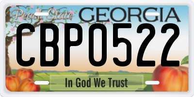 GA license plate CBP0522