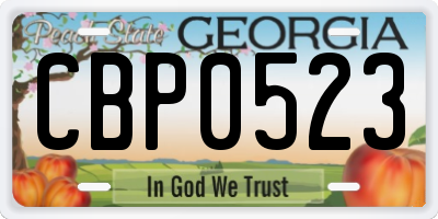 GA license plate CBP0523