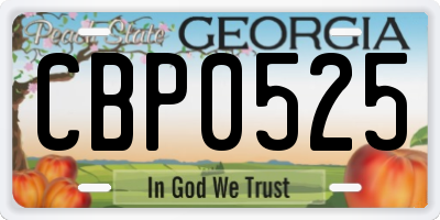 GA license plate CBP0525