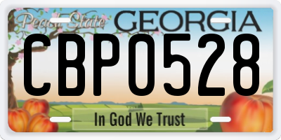 GA license plate CBP0528
