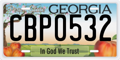 GA license plate CBP0532