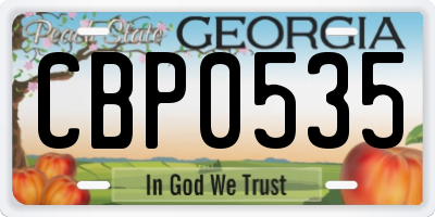 GA license plate CBP0535