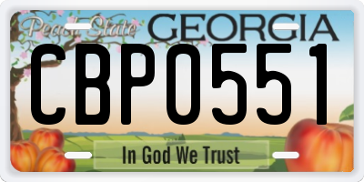 GA license plate CBP0551