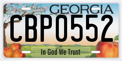 GA license plate CBP0552