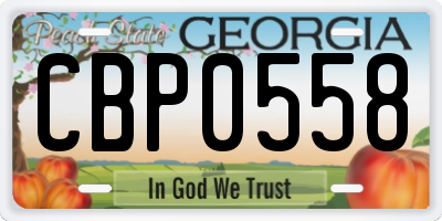 GA license plate CBP0558