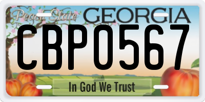 GA license plate CBP0567