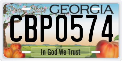 GA license plate CBP0574