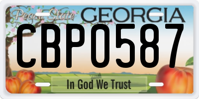 GA license plate CBP0587
