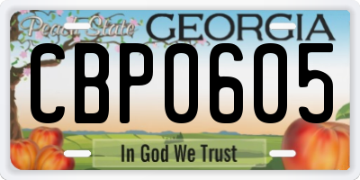 GA license plate CBP0605