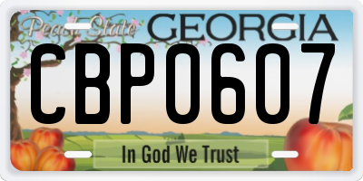 GA license plate CBP0607