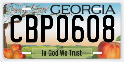 GA license plate CBP0608