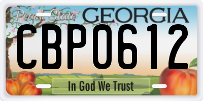 GA license plate CBP0612