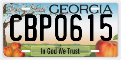 GA license plate CBP0615