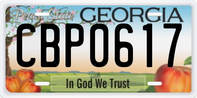 GA license plate CBP0617