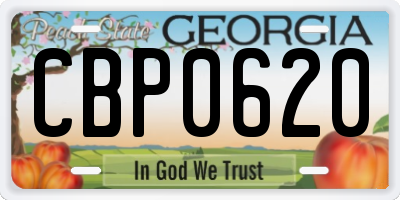 GA license plate CBP0620