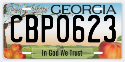 GA license plate CBP0623