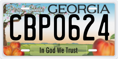 GA license plate CBP0624