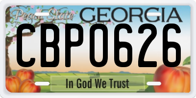 GA license plate CBP0626