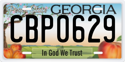 GA license plate CBP0629