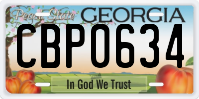 GA license plate CBP0634