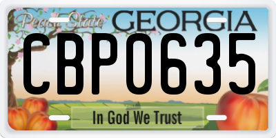 GA license plate CBP0635