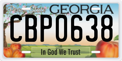 GA license plate CBP0638
