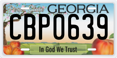 GA license plate CBP0639