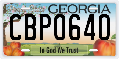 GA license plate CBP0640