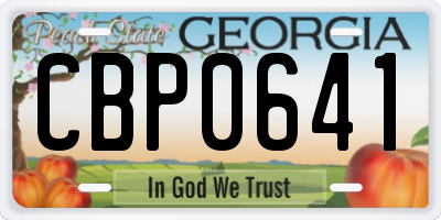 GA license plate CBP0641