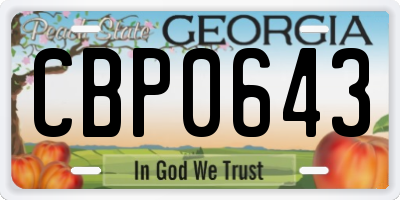 GA license plate CBP0643