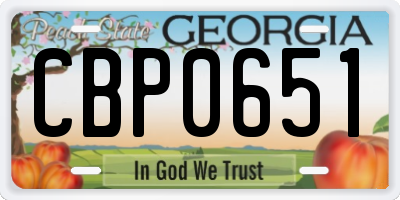 GA license plate CBP0651