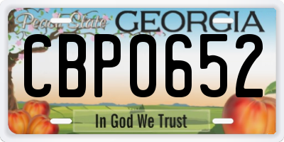 GA license plate CBP0652