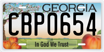 GA license plate CBP0654