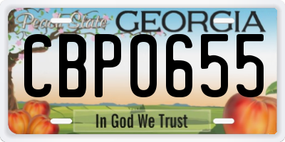 GA license plate CBP0655