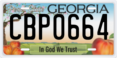 GA license plate CBP0664