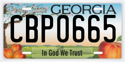 GA license plate CBP0665