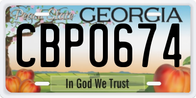 GA license plate CBP0674